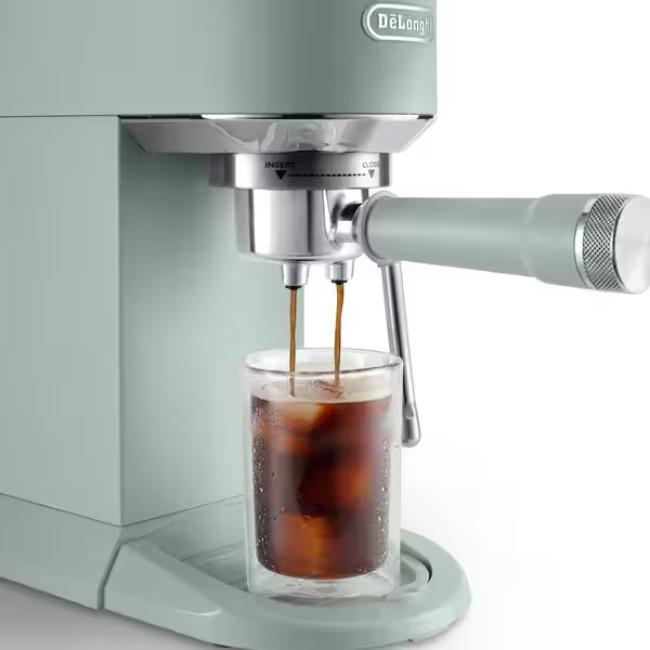 DeLonghi Dedica Duo Coffee Machine - Green | Cold Brew & Milk Steam Wand