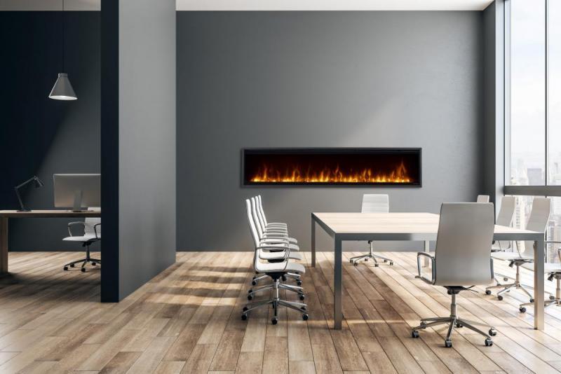 Dimplex Ignite 74" Frameless Electric Fireplace with Optiflame LED Flame Effect, 2.0kW Heat Output, Black Glass and Steel