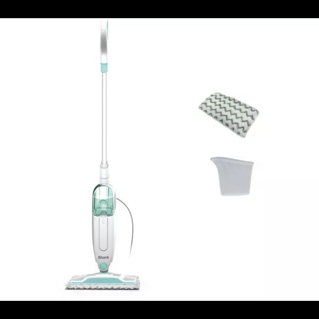 Shark Steam Mop | Green | Lightweight | Manual Pump Action | Machine-washable Pads | 5.5m Cord | Removable Tank