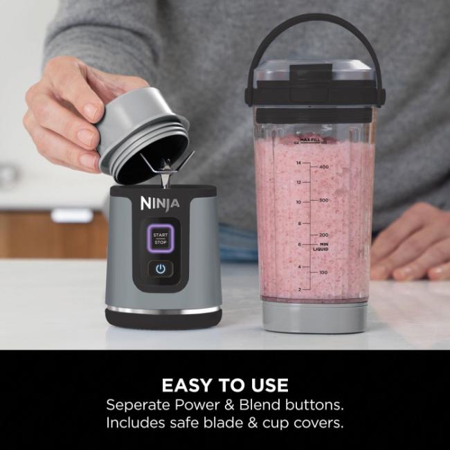 Ninja Blast Portable Blender Black 530ml with Carry Handle, Start/Stop Button, Power Button