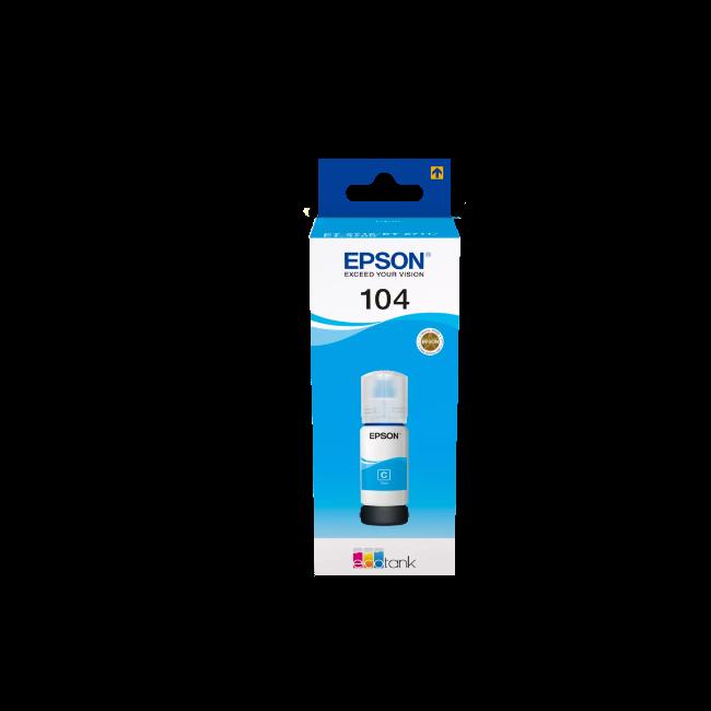 Epson 104 Cyan Ink Bottle 65ml, prints up to 7,500 pages