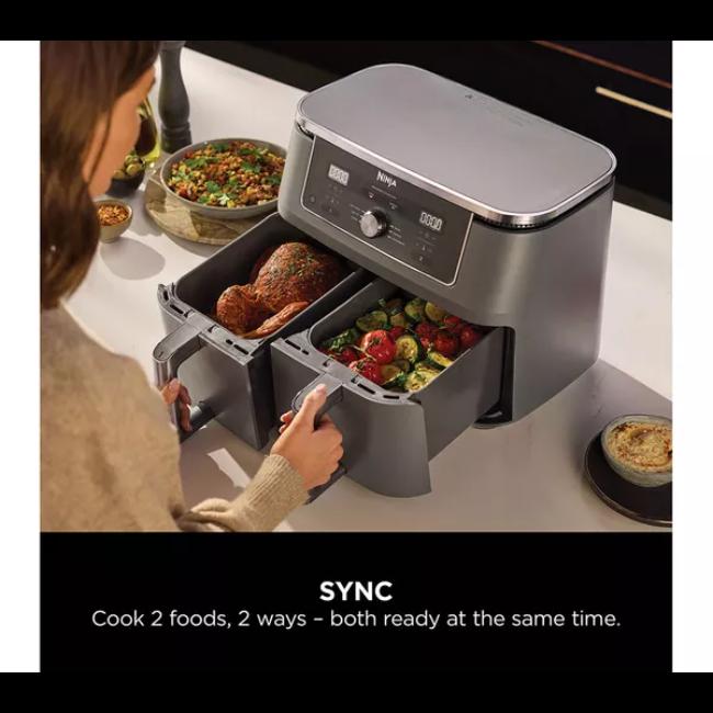 Ninja DualZone XL 9.5L 2-Drawer Air Fryer with Max Crisp, Air Fry, Roast, Bake, Reheat, Dehydrate Functions - Black