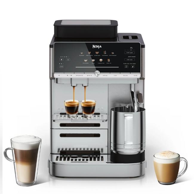 Ninja AutoBarista Automatic Espresso Machine Grey AE1001UK 10 Drink Programs 4 Froth Presets 250g Bean Hopper Espresso Latte Froth