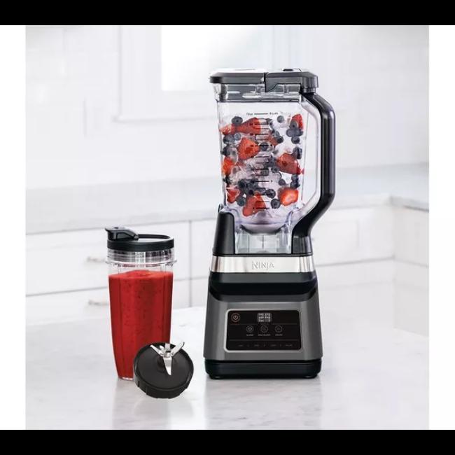 Ninja 2-in-1 Blender with Auto-IQ Technology, 1200W Power, 2.1L Jug, Black & Silver - Perfect for Smoothies, Sauces, and More