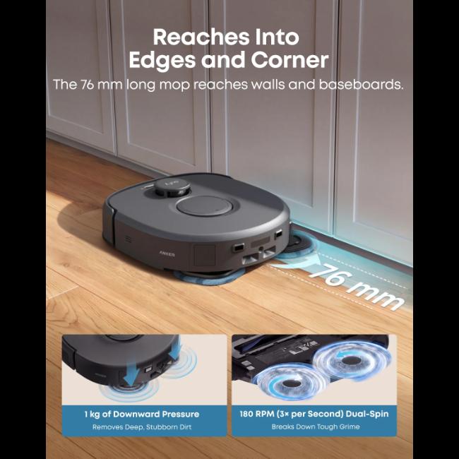 Eufy Omni C30 Edge Robot Vacuum & Mop with All-in-One Station - 35,000 Pa Suction, iPath 2.0 Laser Navigation, Auto Wash/Dry Mop, Black
