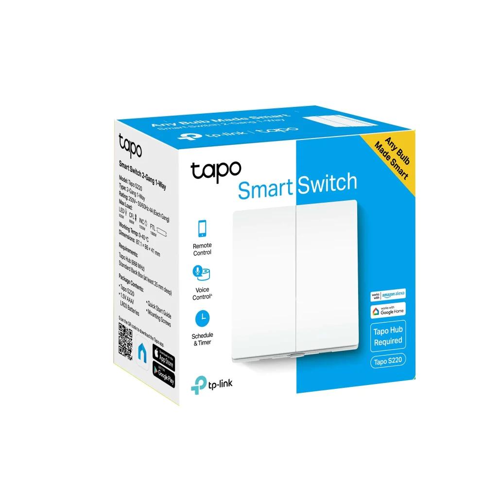 TP-Link Tapo S220 2-Gang Smart 1-Way Light Switch White