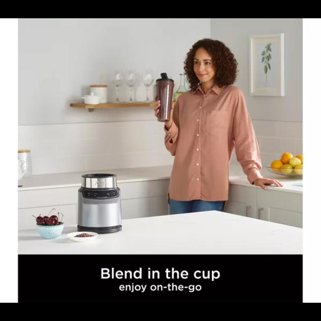 Ninja BN500UK Blender with Auto-iQ, 1000W, 0.7L Capacity, Dark Grey, Blend in Cup, One-Touch Controls, Pro Extractor Blades, Digital Display, Silver-Grey Finish