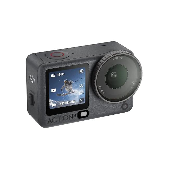 DJI Osmo Action 6 Adventure Combo Black Action Camera 1/1.1-Inch Sensor f/2.0-f/4.0 Aperture 4K/120fps 155° FOV 20m Waterproof 50GB Storage 4-Hour Battery