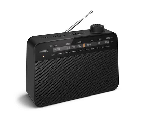 Philips TAR2509 Portable FM/MW Radio Black - Analogue Tuning, LED Indicator, Headphone Port, Antenna, Speaker