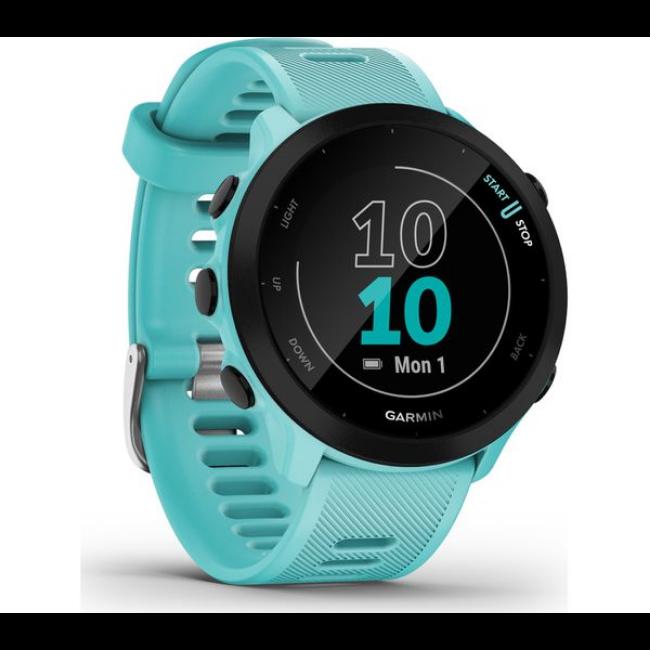 Garmin Forerunner 55 Smartwatch Aqua Blue GPS Running Watch with Start/Stop Button