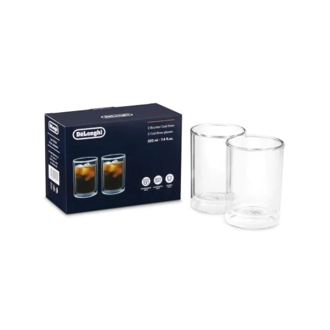 De'Longhi Cold Brew Glasses Set of 2 - Double Wall, Dishwasher Safe, Microwave Safe, 220 ml, 7.4 fl oz