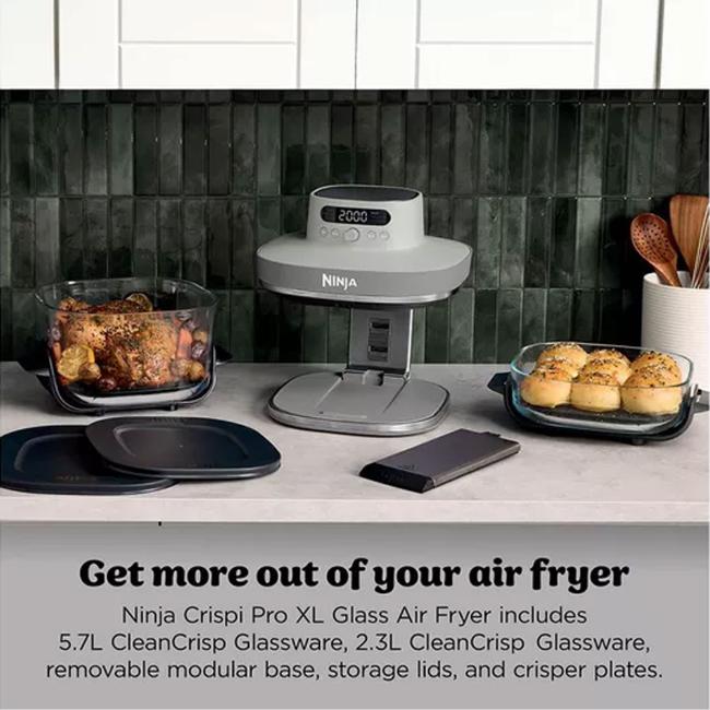 Ninja CRISPi Pro XL 7-in-1 Glass Air Fryer Bone 5.7L Capacity