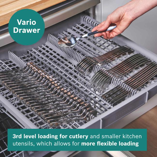 Bosch Series 4 Fully Integrated Dishwasher SMH4HVX14G - 14 Place Settings, ExtraDry, VarioDrawer, VarioFlex, InfoLight, Home Connect, EcoSilence Drive, 44 dB(A)
