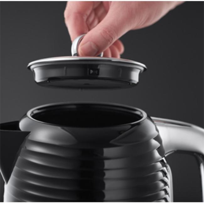 Russell Hobbs Black Kettle 1.7L Rapid Boil, Perfect Pour Spout, Blue Light