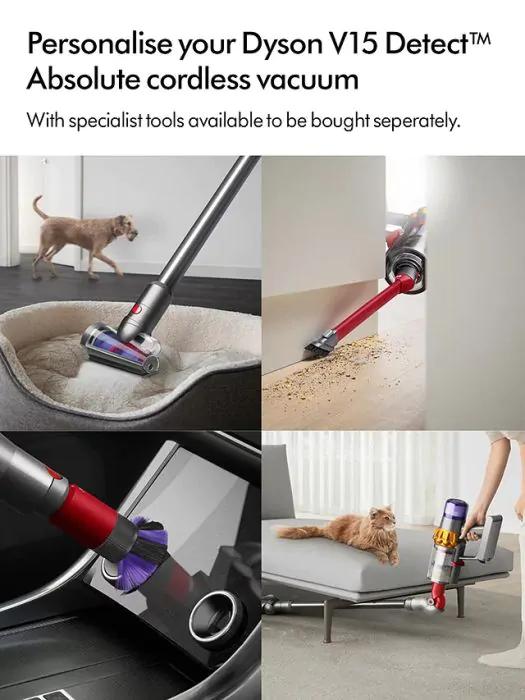 Dyson V15 Detect Absolute Cordless Vacuum Cleaner Yellow & Nickel Illuminated cleaner head LCD screen Anti-tangle brush bar