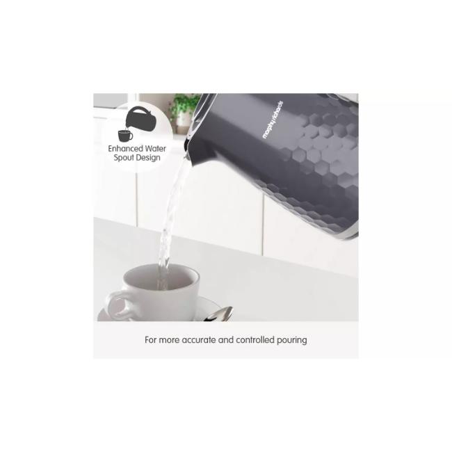 Morphy Richards Hive Grey 1.5L Kettle | 3000W | Honeycomb Pattern, Water Level Indicator, Spout, Handle