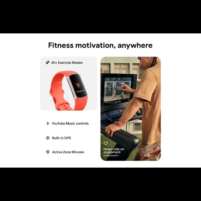 Fitbit Charge 6 Fitness Tracker Coral Heart Rate Time Steps