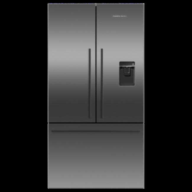 Fisher & Paykel French Door Refrigerator Freezer 569L Black Stainless Steel with Water Dispenser
