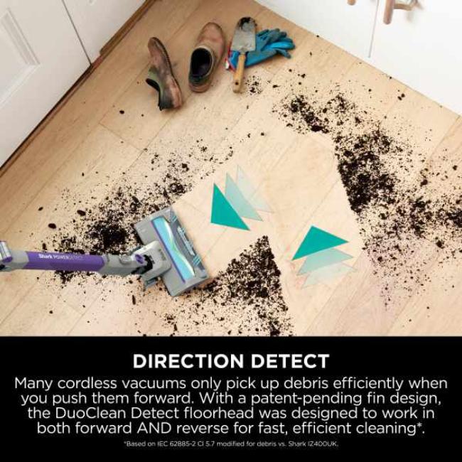 Shark PowerDetect Cordless Pet Vacuum Cleaner - Grey/Purple | DuoClean Detect, Anti Hair Wrap Plus, Handheld, LED Display