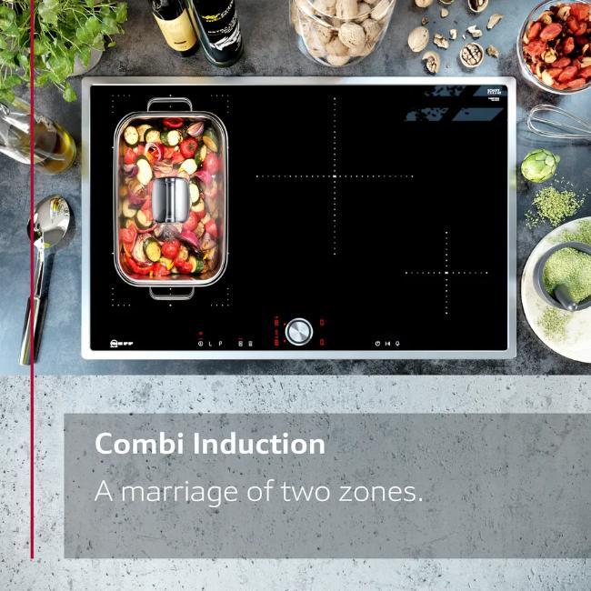 Neff Induction Hob 80cm Black | 5 Zone | Combi Induction | Home Connect | Power Boost | Twist Touch