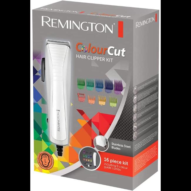 Remington ColourCut Hair Clipper | Stainless Steel Blades, Colour Combs, Taper Lever, Cleaning Brush, Scissors