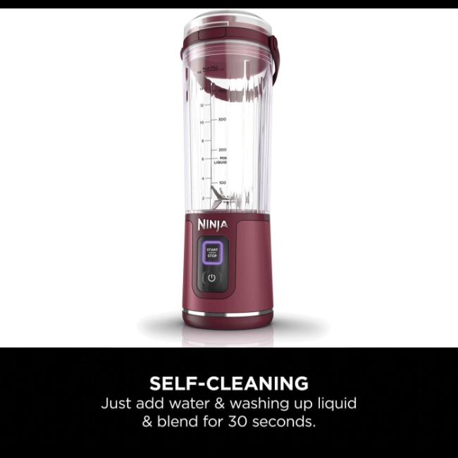 Ninja Blast Portable Blender Cranberry with Carry Handle, Start/Stop Button, Blender Cup, Lid