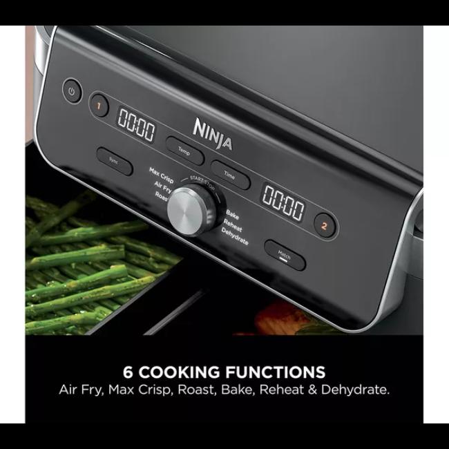 Ninja DualZone XL 9.5L 2-Drawer Air Fryer with Max Crisp, Air Fry, Roast, Bake, Reheat, Dehydrate Functions - Black