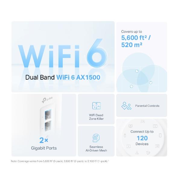 TP-Link Mesh WiFi System 3 Pack - White, Deco