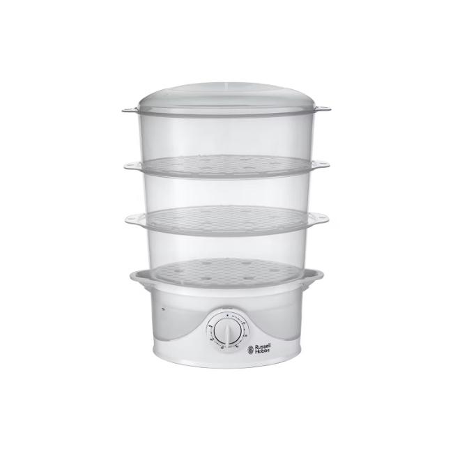 Russell Hobbs 3 Tier Food Steamer 9 Litre Capacity 800W White Transparent