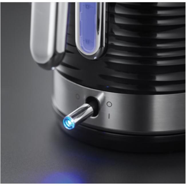 Russell Hobbs Black Kettle 1.7L Rapid Boil, Perfect Pour Spout, Blue Light
