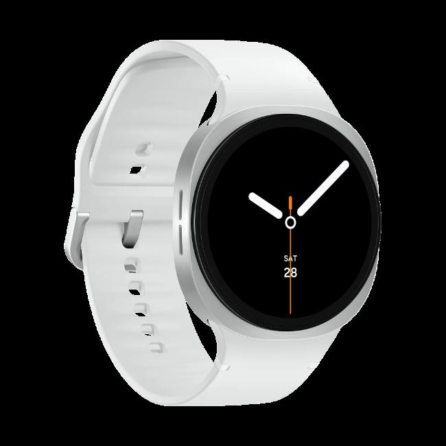 Samsung Galaxy Watch8 44mm Silver Smartwatch with White Band & Black Display