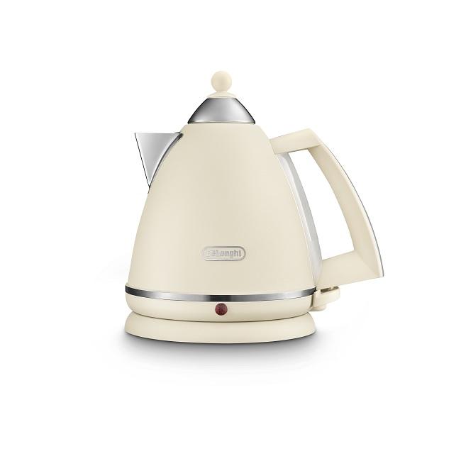 DeLonghi Argento Flora Cream Kettle 1.7 Litres Handle Spout Base Button