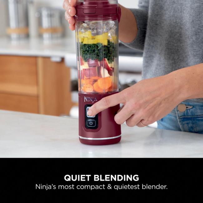 Ninja Blast Portable Blender Cranberry with Carry Handle, Start/Stop Button, Blender Cup, Lid