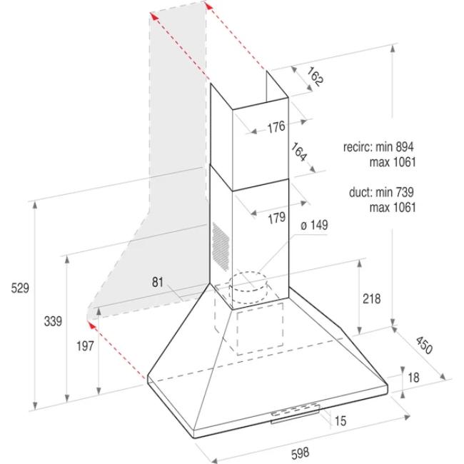Indesit 60cm Stainless Steel Pyramid Cooker Hood