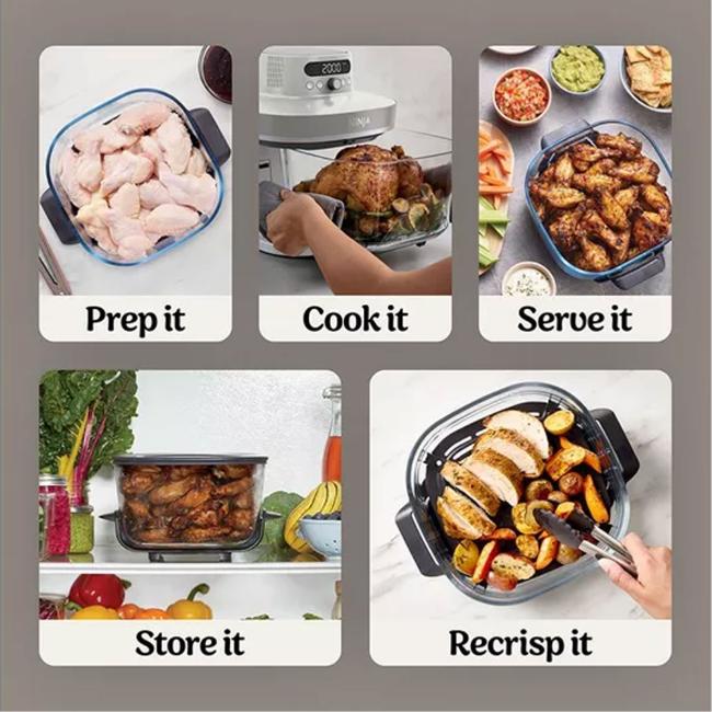 Ninja CRISPi Pro XL 7-in-1 Glass Air Fryer Bone 5.7L Capacity