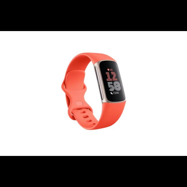 Fitbit Charge 6 Fitness Tracker Coral Heart Rate Time Steps