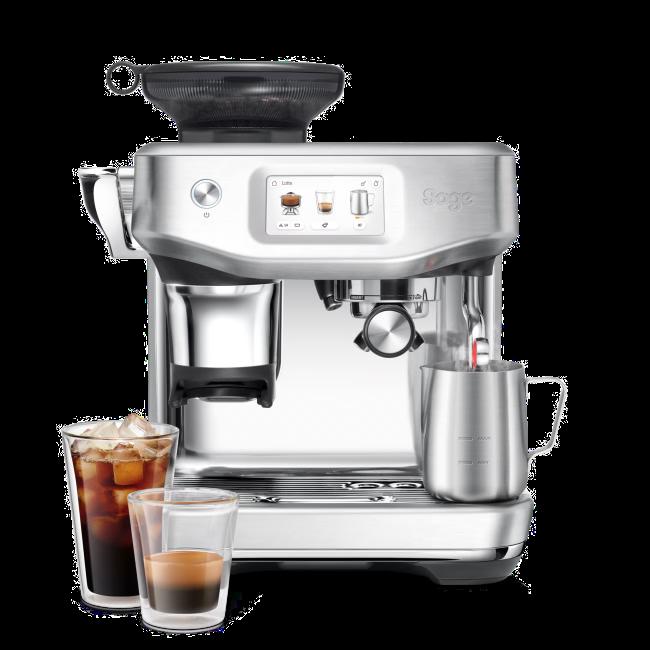 Sage Barista Touch Impress Espresso Coffee Machine Brushed Stainless Steel with Cold Extraction, Impress Puck System, Auto MilQ, ThermoJet Heating, 30 Grind Settings, Touchscreen, Barista Guidance, Cold Brew, Cold Espresso, 14 Presets, 15-bar Pressure, 9-bar Extraction