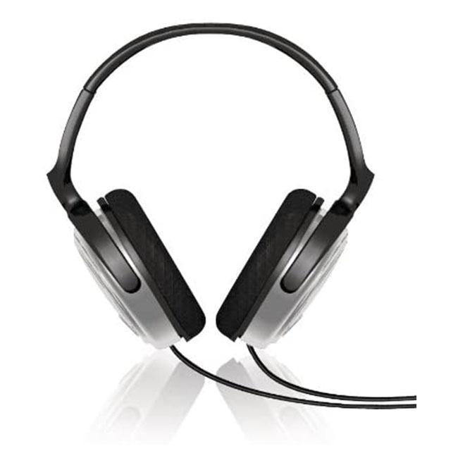 Philips TV Headphones Silver/Black | Sound Isolation, In-Cord Volume Control, Extra Long Cable