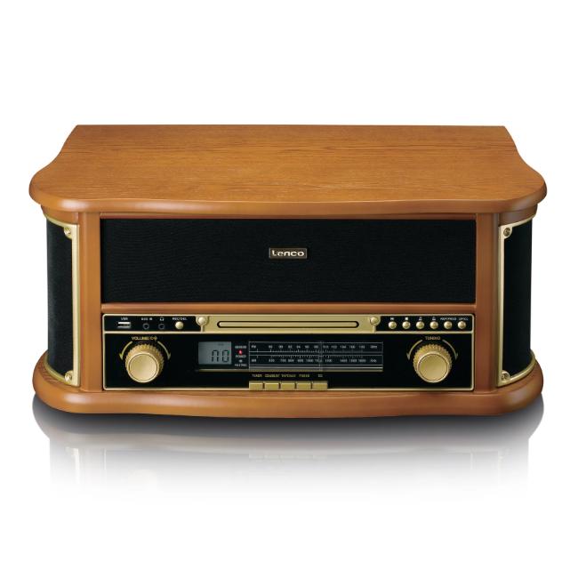 Lenco Retro Turntable Bluetooth CD Cassette Player AM/FM Radio MP3 Encoding Wood