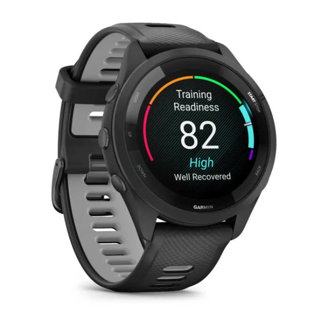 Garmin Forerunner 265 Black Smartwatch with Silicone Band, 1.3" Display, Touchscreen, GPS, Music