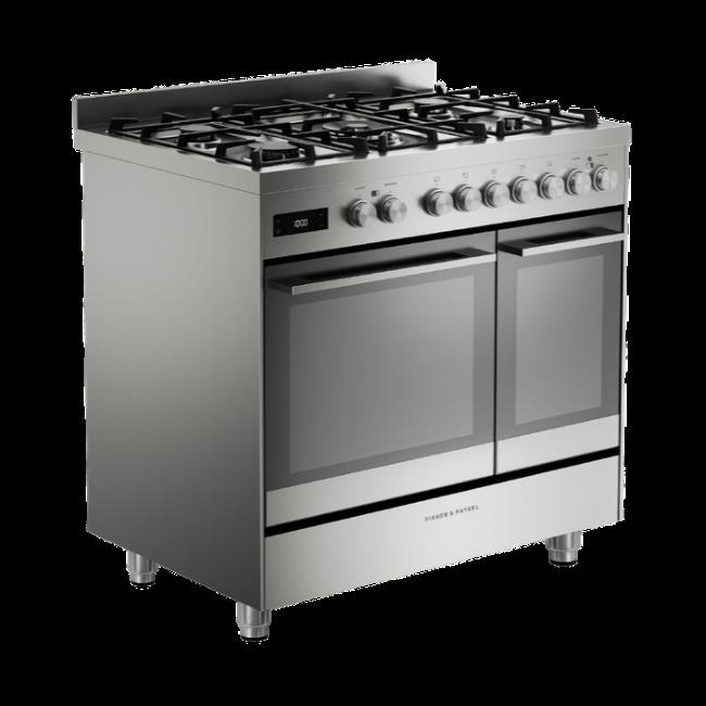 Fisher & Paykel 5 Burner Dual Fuel Freestanding Cooker - Stainless Steel Oven