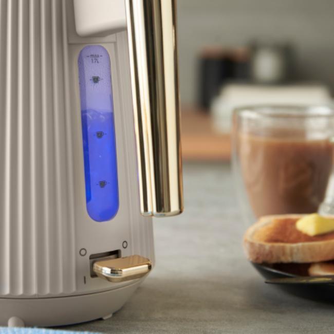 Russell Hobbs Bronte Kettle Stone 1.7 Litres Gold accents Matte finish Interior illumination