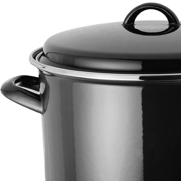 Judge Horwood 24cm 7.8L Black Enamel Stockpot with Lid and Handles