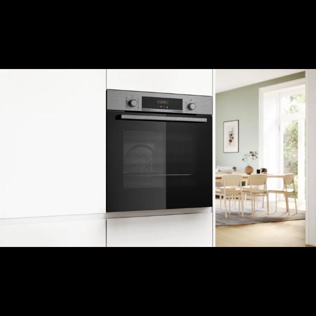 Bosch Series 4 Built-in Oven with Added Steam, 71L, A+ Energy Efficiency, Stainless Steel, Black