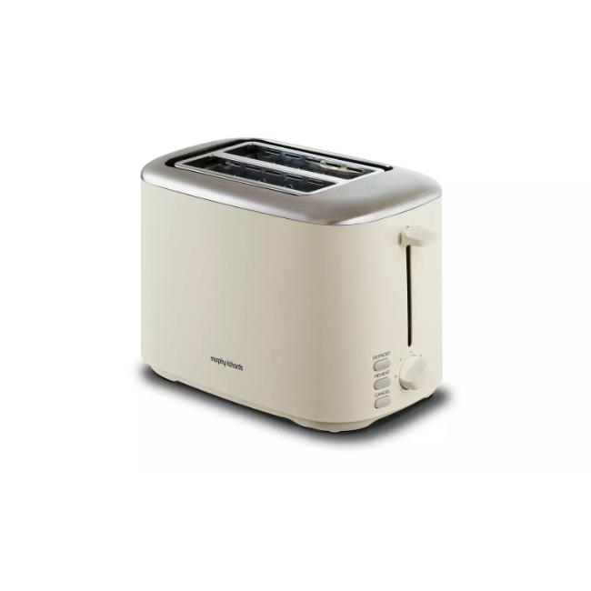 Morphy Richards 2 Slice Toaster Cream | Variable Browning, Width Slots, Reheat, Defrost, Cancel, Crumb Tray, Cord Storage