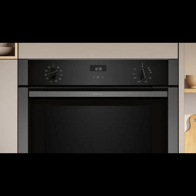 Neff N 50 Built-in Single Oven Graphite-Grey 71L Slide&Hide Eco Clean Easy Clean LCD CircoTherm 50-275°C 595x594x548mm