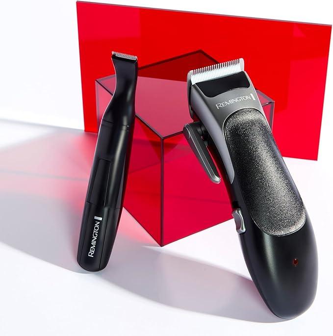 Remington Hair Clipper Set | 25-Piece Kit, Self-Sharpening Blades, Scissors, Combs, Trimmer, Taper Lever, Up to 40 mins Usage Time, 3 Year Guarantee