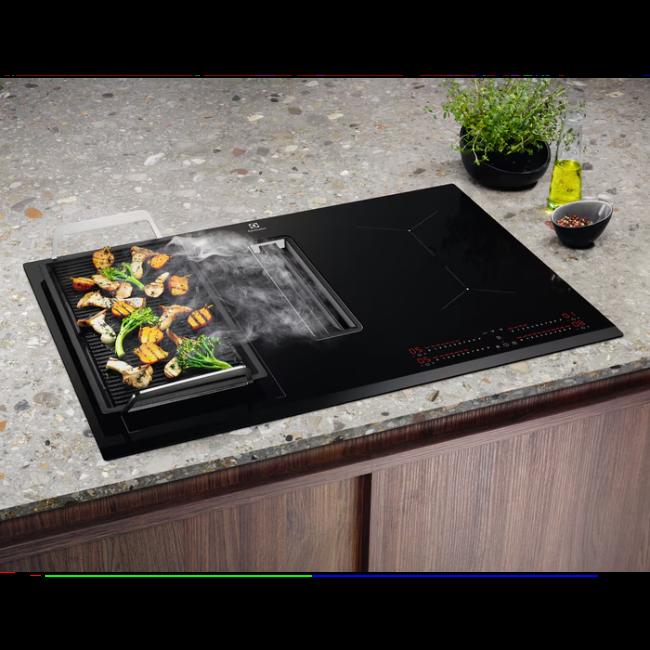 Electrolux Induction Vented Extractor Hob - Black, 4 Cooking Zones