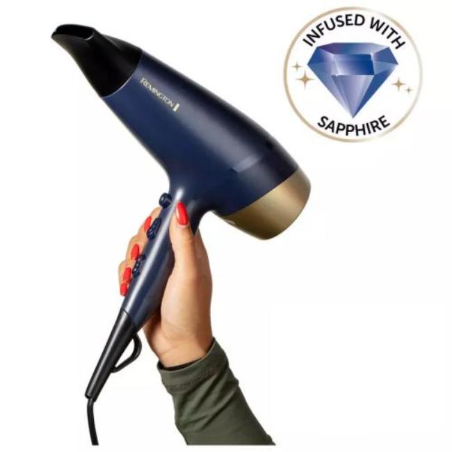 Remington Sapphire Luxe Hair Dryer 2200W | Navy, Champagne, Blue, Gold | Ionic Conditioning, Diffuser