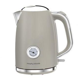 Morphy Richards Kettle 1.7 Litre Porcini Mushroom with Temperature Dial, Chrome Trim, Matt Steel Finish